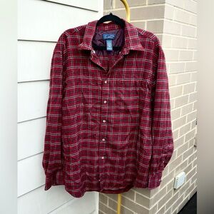 Burgundy oversized plaid flannel shirt
